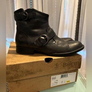 Born black leather moto boots